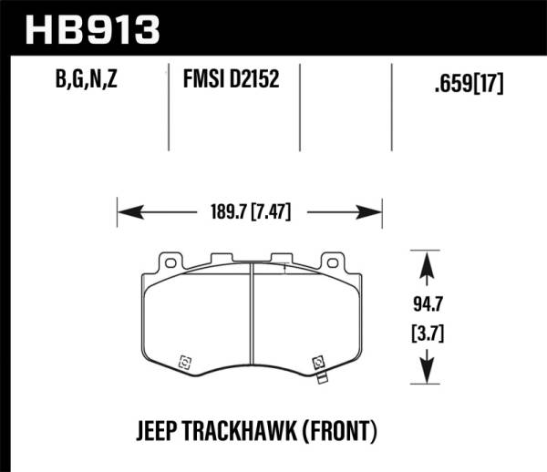 Hawk Performance - Hawk Performance kHB913B.659 Hawk 18-19 Jeep Grand Cherokee Trackhawk HPS 5.0 Front Brake Pads