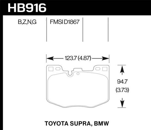 Hawk Performance - Hawk Performance kHB916N.740 Hawk 2020 Toyota Supra / 19-20 BMW Z4 HP+ Street Front Brake Pads
