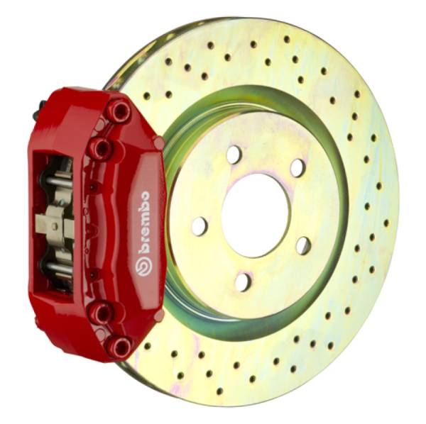 Brembo - Brembo 1A4.6016A2 Brembo 15-21 Golf (Mk7) Front GT BBK 4 Piston Cast 2pc 330x28 1pc Rotor Drilled-Red