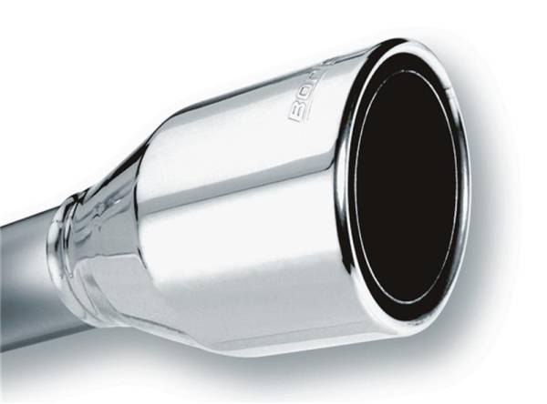 Borla - Borla 20247 Borla 2.5in Inlet 4.5in Round Rolled Angle Cut Phantom X 7.75in Long Embossed Universal Exhaust Tips