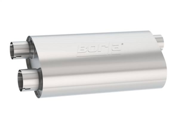 Borla - Borla 400499 Borla Universal Pro-XS Muffler Oval 3in Inlet/ 2.5in Dual Outlet Transverse Flow Notched Muffler