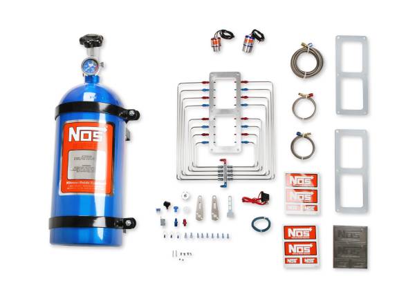 NOS - BHHV 02520-CNOS NOS Supercharger Nitrous System,Polished Plate,Red/Blue Plumbing,Blue Bottle