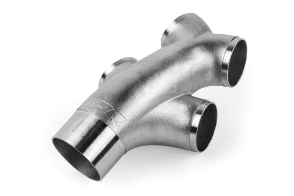APR - HJQF EXH0146 APR Cast Stainless Steel Double Y Splitter - 76mm (3") to Quad 63.5mm (2.5")