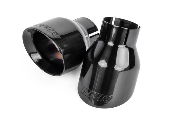 APR - HJQF TPK0003 APR Double-Walled 4" Slash-Cut Tips (Polished Diamond Black) - Set of 2