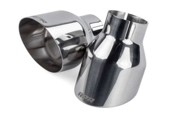 APR - HJQF TPK0004 APR Single-Walled 4" Slash-Cut Tips (Polished Silver) - Set of 2