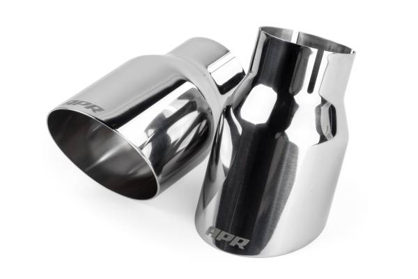 APR - HJQF TPK0005 APR Single-Walled 3.5" Slash-Cut Tips (Polished Silver) - Set of 2