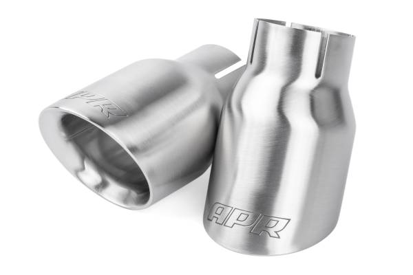APR - HJQF TPK0007 APR Double-Walled 3.5" Slash-Cut Tips (Brushed Silver) - Set of 2