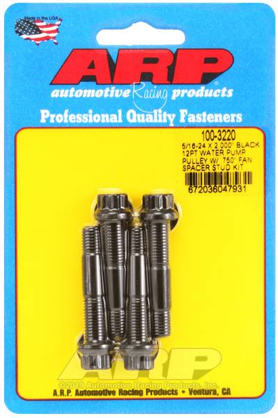 ARP - ARP 100-3220 ARP 5/16-24 X 2.000 black 12pt water pump pulley w/ .750in fan spacer stud kit