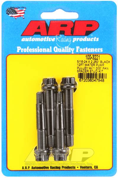 ARP - ARP 100-3221 ARP 5/16-24 X 2.250 black 12pt water pump pulley w/ 1.000in fan spacer stud kit