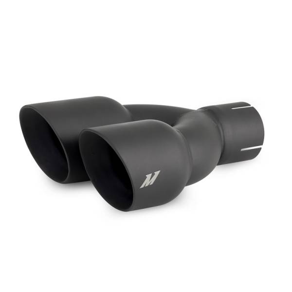 Mishimoto - Mishimoto MMEXH-TIP-FSTBK Mishimoto Dual Offset Tips 2.5in Inlet 3in Outlet Slash Cut - Black