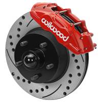 Wilwood 140-16801-DR Wilwood 65-67 Ford Mustang D11 11.29 in. Brake Kit w/ Flex Lines - Drilled Rotors (Red)