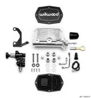 Wilwood 261-15545-P Wilwood Compact Tandem M/C - 1.12in Bore w/Bracket and Valve fits Mustang (Pushrod) - Ball Burnished