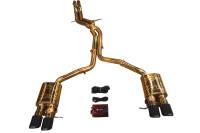 Valvetronic Designs Audi B8, B8.5 S4, S5 3.0, 4.2L Catback T304 Stainless Steel Finished in Anodized Gold Black 3.5" Outlet Tips AUD.B8.S4.VSES.AG.BLK 2010-2016