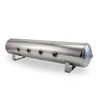 Air Lift 12957 Air Lift 4 Gal Alum Tank - (4) 1/4in Face (2) 3/8in Ports & 1/4in Drain - 30in L X 6in D - Polished