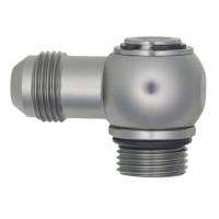 DeatschWerks 6-02-0416 DeatschWerks 8AN ORB Male to 8AN Male Flare Low Profile 90-Degree Swivel - Anodized DW Titanium