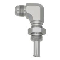 DeatschWerks 6-02-0742 DeatschWerks 8AN Male Flare to 90-Degree 3/8in Single Hose Barb - Anodized DW Titanium