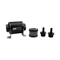 DeatschWerks 8-03-070-010K-516 DeatschWerks Stainless Steel 5/16in 10 Micron Universal Inline Fuel Filter Housing Kit (70mm)