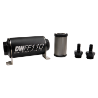 DeatschWerks 8-03-110-010K-38 DeatschWerks Stainless Steel 3/8in 10 Micron Universal Inline Fuel Filter Housing Kit (110mm)