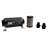 DeatschWerks 8-03-110-010K-8 DeatschWerks Stainless Steel 8AN 10 Micron Universal Inline Fuel Filter Housing Kit (110mm)