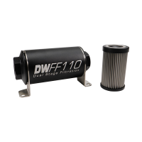 DeatschWerks 8-03-110-040K DeatschWerks Stainless Steel 8AN 40 Micron Universal Inline Fuel Filter Housing Kit (110mm)