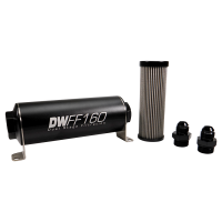 DeatschWerks 8-03-160-010K-8 DeatschWerks Stainless Steel 8AN 10 Micron Universal Inline Fuel Filter Housing Kit (160mm)