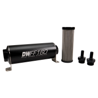 DeatschWerks 8-03-160-100K-38 DeatschWerks Stainless Steel 3/8in 100 Micron Universal Inline Fuel Filter Housing Kit (160mm)