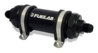 Fuelab 82832-1 Fuelab 828 In-Line Fuel Filter Long -8AN In/Out 6 Micron Fiberglass - Black