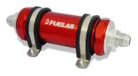 Fuelab 85812-2 Fuelab 858 In-Line Fuel Filter Long -10AN In/Out 40 Micron Stainless w/Check Valve - Red