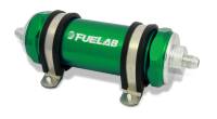 Fuelab 85822-6 Fuelab 858 In-Line Fuel Filter Long -10AN In/Out 100 Micron Stainless w/Check Valve - Green