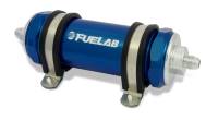 Fuelab 85832-3 Fuelab 858 In-Line Fuel Filter Long -10AN In/Out 6 Micron Fiberglass w/Check Valve - Blue