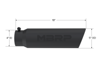 MBRP - MBRP Exhaust pT5124BLK MBRP Universal 5in OD Angled Rolled End 4in Inlet 18in Length Black Finish Exhaust Tip - Image 5