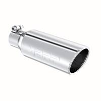 MBRP Exhaust pT5150 MBRP Universal Tip 4in OD 2.5in Inlet 12in Length Angled Cut Rolled End Clampless No-Weld T304