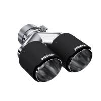 MBRP Exhaust pT5183CF MBRP 3in ID / Dual 4in OD Out Staggered L 9.37in / R 9.87in Dual Wall Carbon Fiber Univ Exhaust Tip