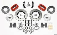 Wilwood 140-11021-DR Wilwood Forged Dynalite Front Kit 11.00in Drilled Red 70-72 CDP B & E Body-Disc