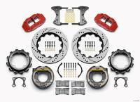 Wilwood 140-12436-DR Wilwood Narrow Superlite 4R Rear P-Brk Kit 14.00in Drill Red Strange Eng Floater 3.49in Offset