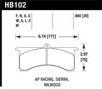 Hawk Performance kHB102W.800 Hawk AP Racing 6 / Wilwood DTC-30 Brake Pads