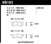 Hawk Performance kHB103S.590 Hawk 69-81 Chevy Camaro HT-10 Race Rear Brake Pads