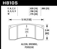 Hawk Performance - Hawk Performance kHB105W.620 Hawk Brembo / Alcon / Porsche DTC-30 Motorsports Brake Pads - Image 3