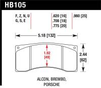 Hawk Performance - Hawk Performance kHB105W.620 Hawk Brembo / Alcon / Porsche DTC-30 Motorsports Brake Pads - Image 5