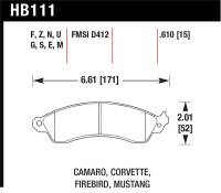 Hawk Performance kHB111F.610 Hawk 94-04 Mustang Cobra / 88-95 Corvette 5.7L / 88-92 Camaro w/ Hvy Duty Brakes Front HPS Street Br