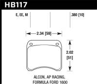 Hawk Performance - Hawk Performance kHB117M.380 Hawk AP Racing CP3696 Black Race Brake Pads - Image 5
