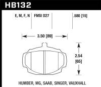 Hawk Performance kHB132M.580 Hawk 62-81 MG MGB Black Race Front Brake Pads