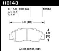 Hawk Performance kHB143N.680 Hawk 97-01 Honda Prelude HP+ Street Front Brake Pads