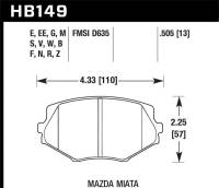 Hawk Performance kHB149Z.505 Hawk 94-05 Miata / 01-05 Normal Suspension Performance Ceramic  Street Front Brake Pads (D635)