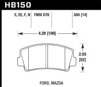 Hawk Performance - Hawk Performance kHB150E.555 Hawk 79-84 Mazda B2000 / 70-74 RX-2 / 74-78 RX-4 / 79-85 RX-7 Blue 9012 Front Race Brake Pads - Image 4