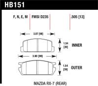 Hawk Performance - Hawk Performance kHB151E.505 Hawk 81-85 Mazda RX-7 Blue 9012 Rear Race Brake Pads - Image 4