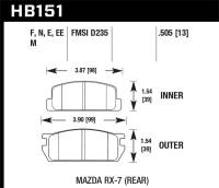 Hawk Performance - Hawk Performance kHB151E.505 Hawk 81-85 Mazda RX-7 Blue 9012 Rear Race Brake Pads - Image 5
