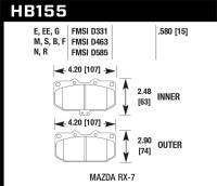 Hawk Performance - Hawk Performance kHB155D.580 Hawk 88-89 Mazda RX-7 1.3L 10th Anniversary 4 Piston Caliper Front ER-1 Brake Pads - Image 2