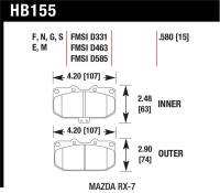 Hawk Performance kHB155S.580 Hawk 90 Mazda RX-7 GXL/U  / 86-91 & 93-95 RX-7 HT-10 Race Front Brake Pads