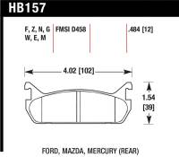 Hawk Performance kHB157E.484 Hawk 89-93 Miata Blue 9012 Race Rear Brake Pads D458
